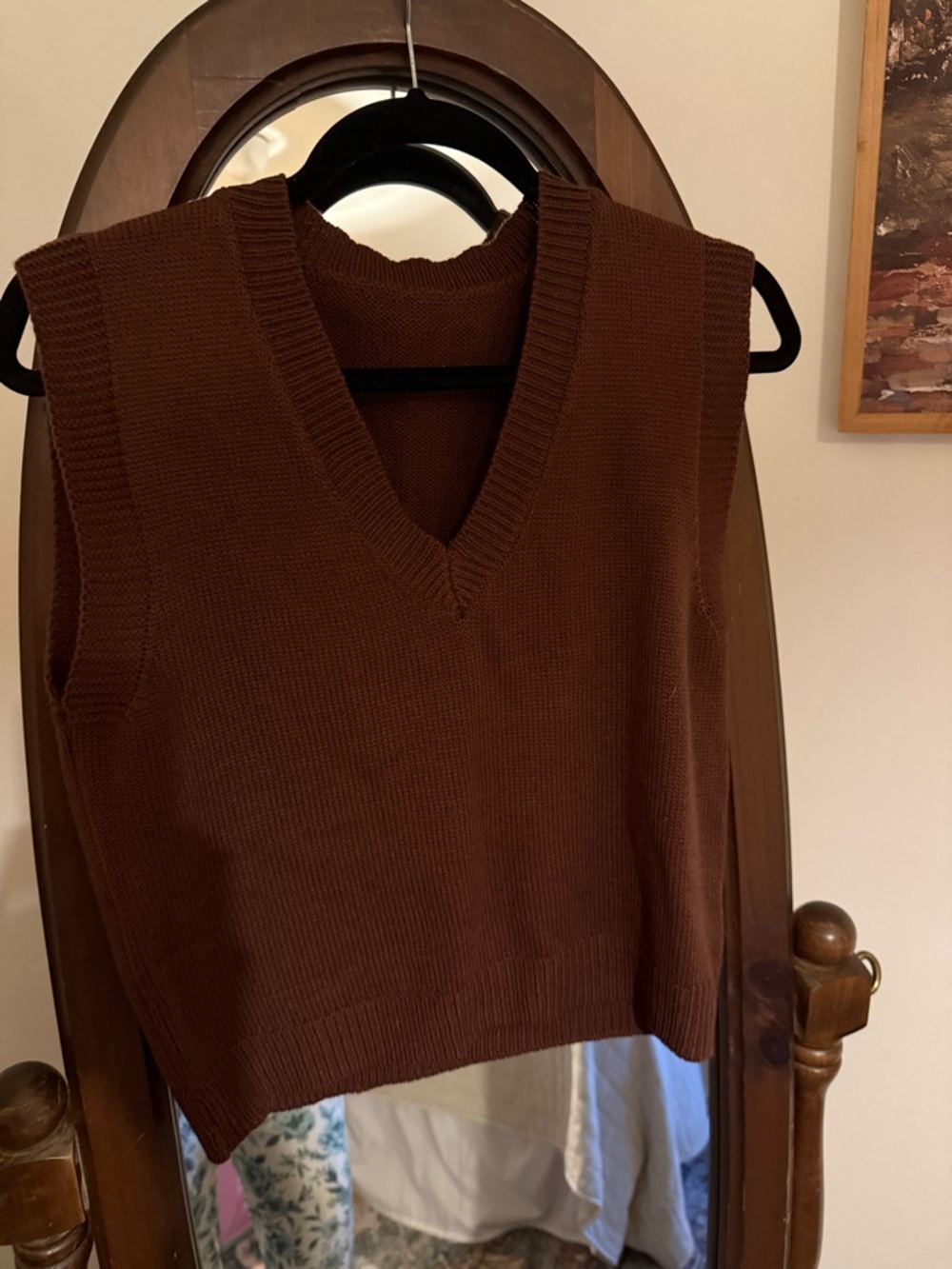 Classic V-Neck Knit Sweater Vest - Brown